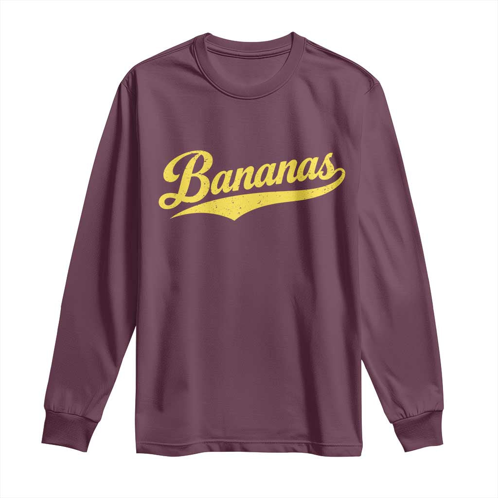 Bananas Retro Throwback Baseball Sport Lover Long Sleeve Shirt