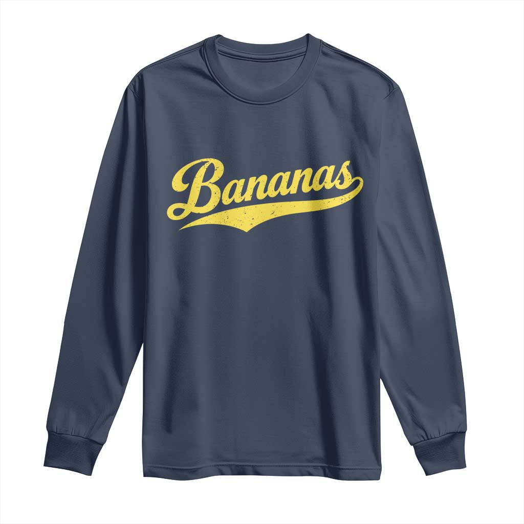 Bananas Retro Throwback Baseball Sport Lover Long Sleeve Shirt