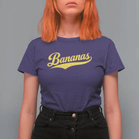 Bananas Retro Throwback Baseball Sport Lover T Shirt For Women