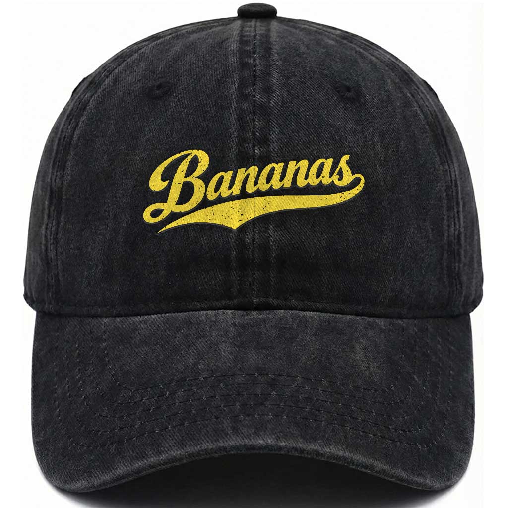 Bananas Retro Throwback Baseball Sport Lover Washed Cotton Baseball Cap