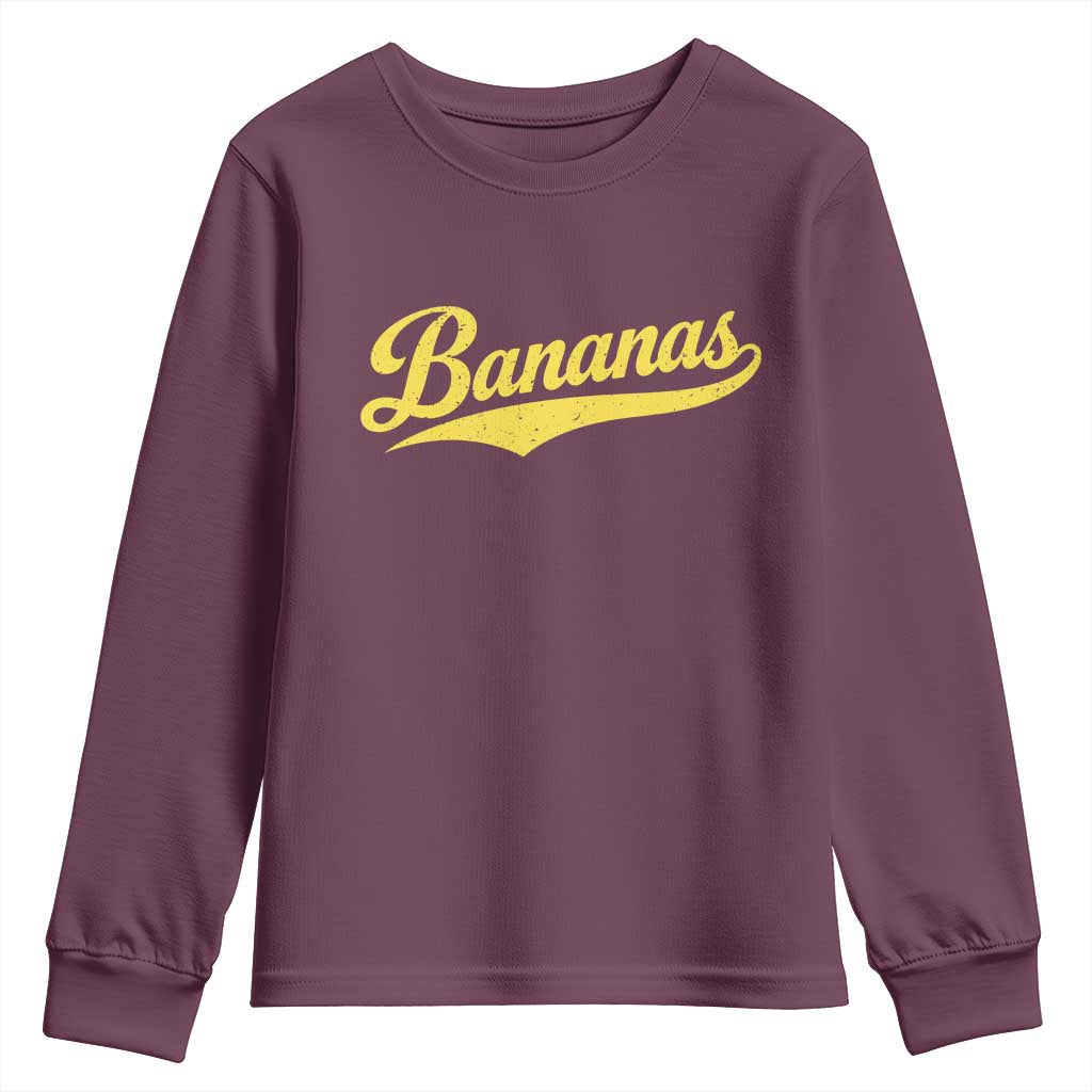Bananas Retro Throwback Baseball Sport Lover Youth Sweatshirt