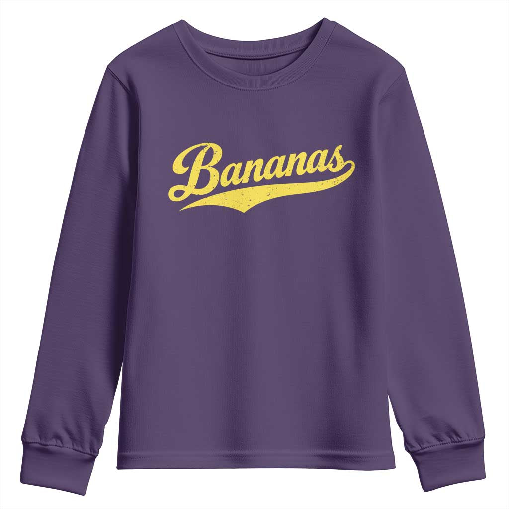 Bananas Retro Throwback Baseball Sport Lover Youth Sweatshirt