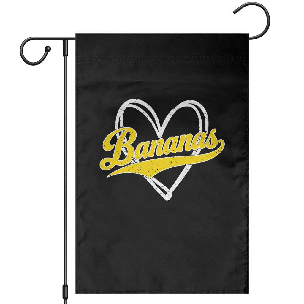 Bananas Vintage Heart Baseball Fan Game Day Garden Flag