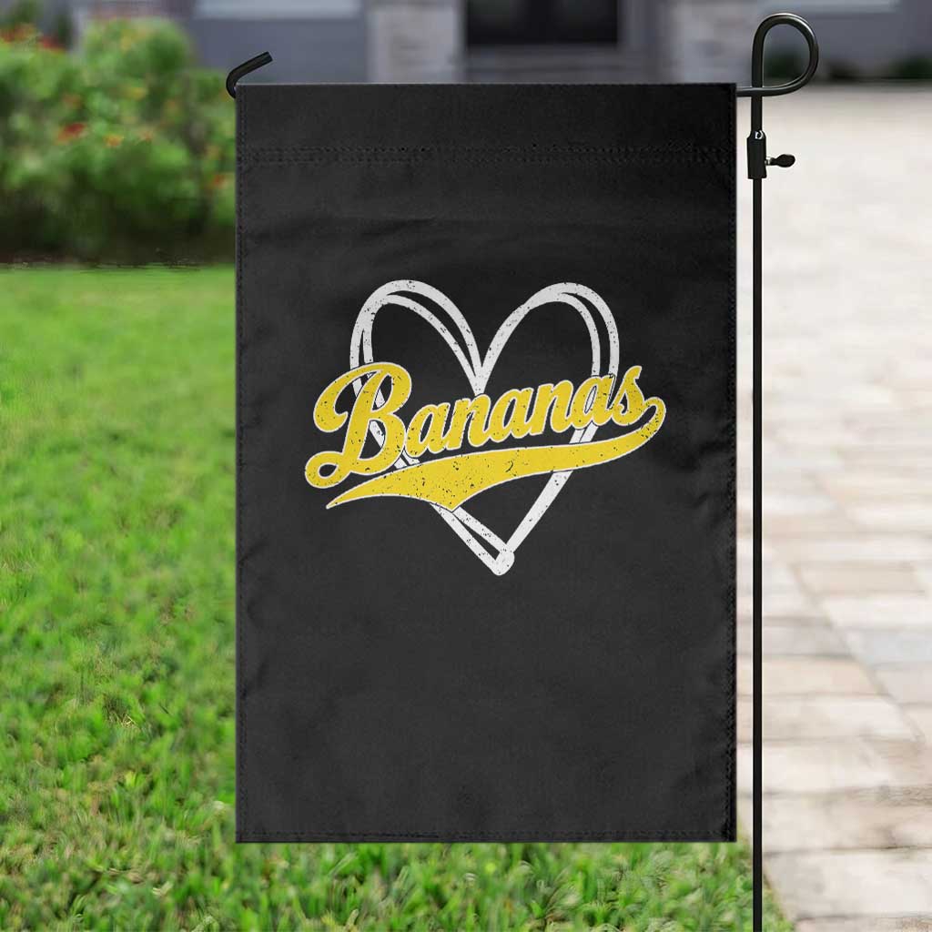 Bananas Vintage Heart Baseball Fan Game Day Garden Flag