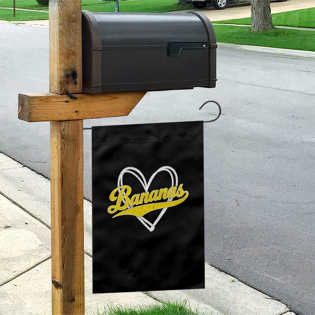 Bananas Vintage Heart Baseball Fan Game Day Garden Flag