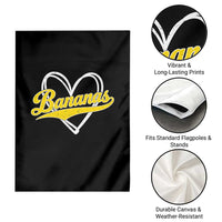 Bananas Vintage Heart Baseball Fan Game Day Garden Flag