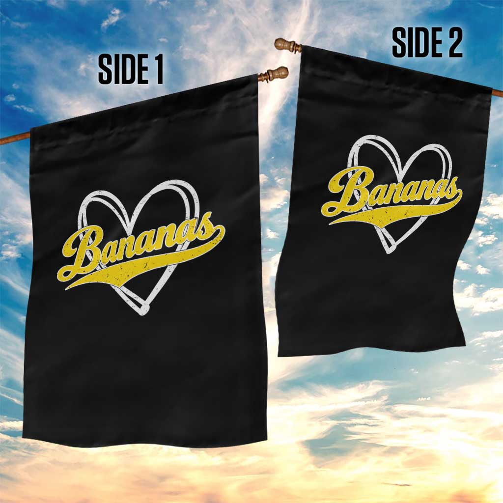 Bananas Vintage Heart Baseball Fan Game Day Garden Flag
