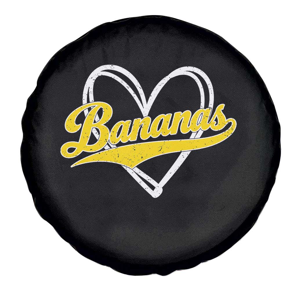 Bananas Vintage Heart Baseball Fan Game Day Spare Tire Cover