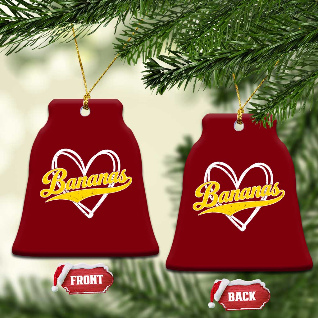 Bananas Vintage Heart Baseball Fan Game Day Ceramic Ornament