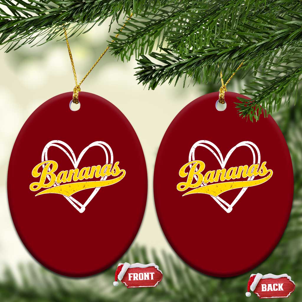 Bananas Vintage Heart Baseball Fan Game Day Ceramic Ornament