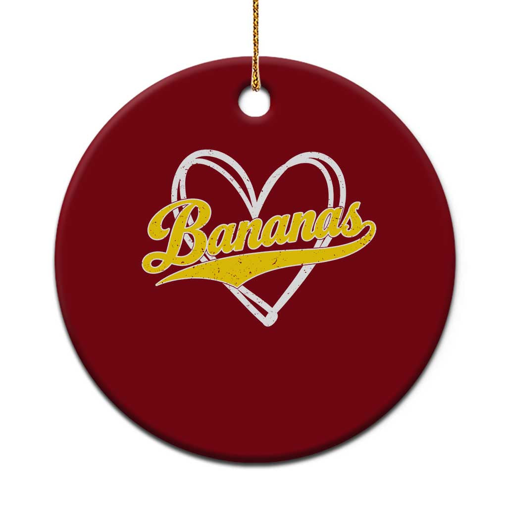 Bananas Vintage Heart Baseball Fan Game Day Ceramic Ornament