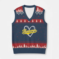 Bananas Vintage Heart Baseball Fan Game Day V-Neck Knit Sweater Vest