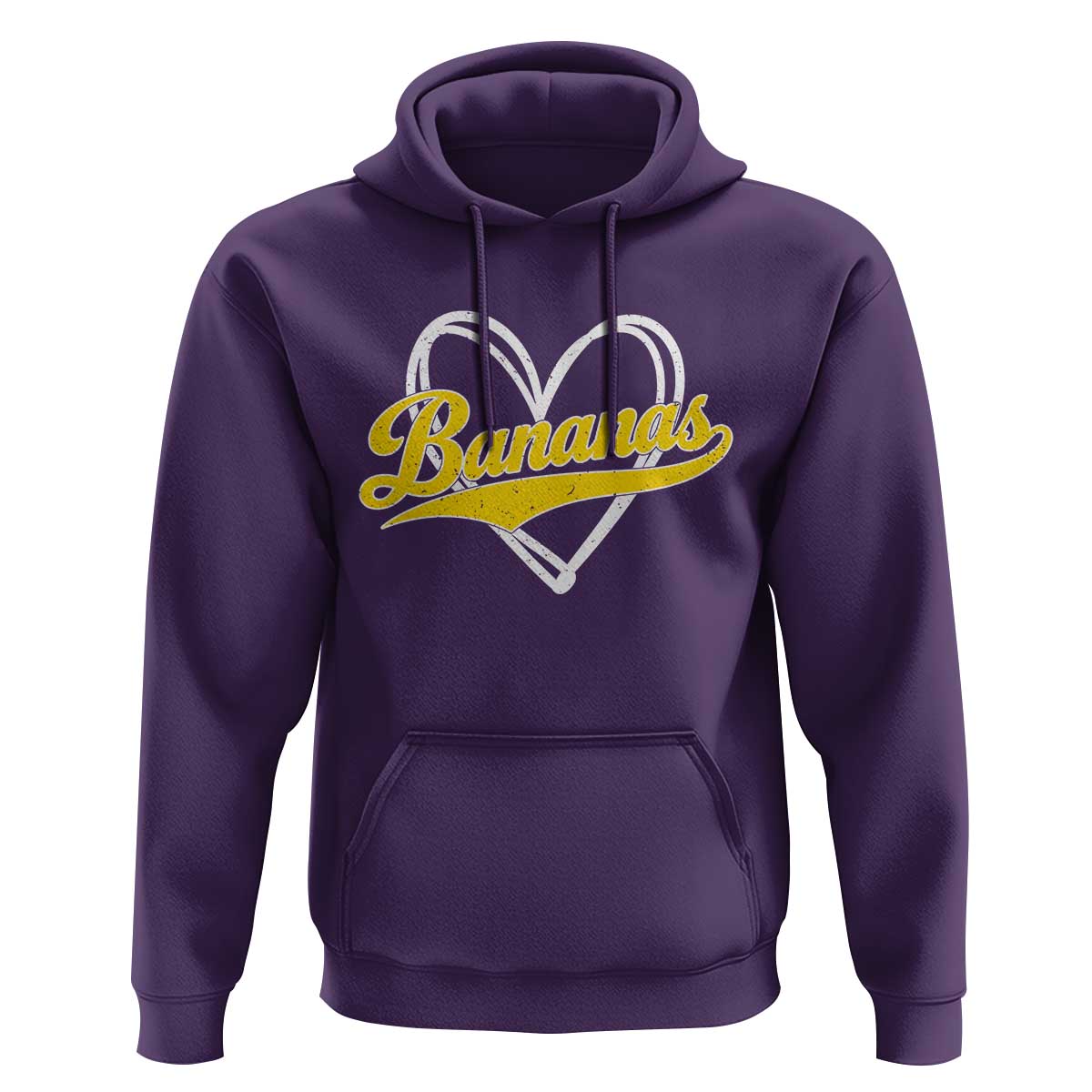 Bananas Vintage Heart Baseball Fan Game Day Hoodie