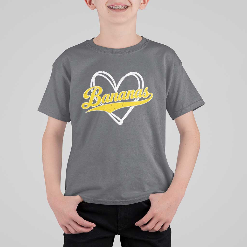Bananas Vintage Heart Baseball Fan Game Day T Shirt For Kid