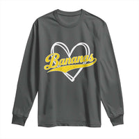 Bananas Vintage Heart Baseball Fan Game Day Long Sleeve Shirt