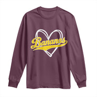 Bananas Vintage Heart Baseball Fan Game Day Long Sleeve Shirt