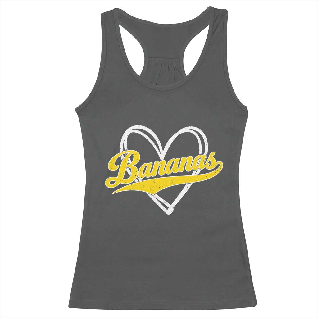 Bananas Vintage Heart Baseball Fan Game Day Racerback Tank Top