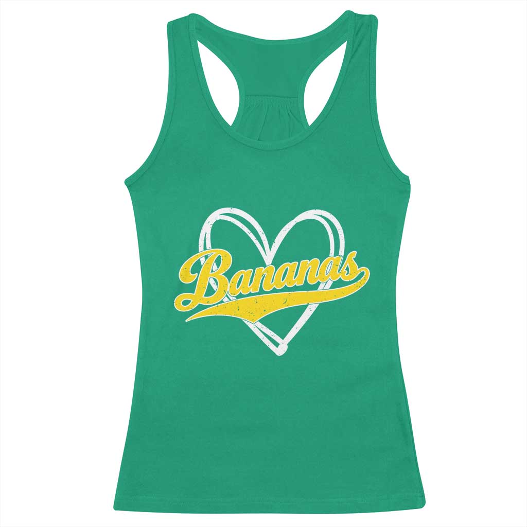 Bananas Vintage Heart Baseball Fan Game Day Racerback Tank Top