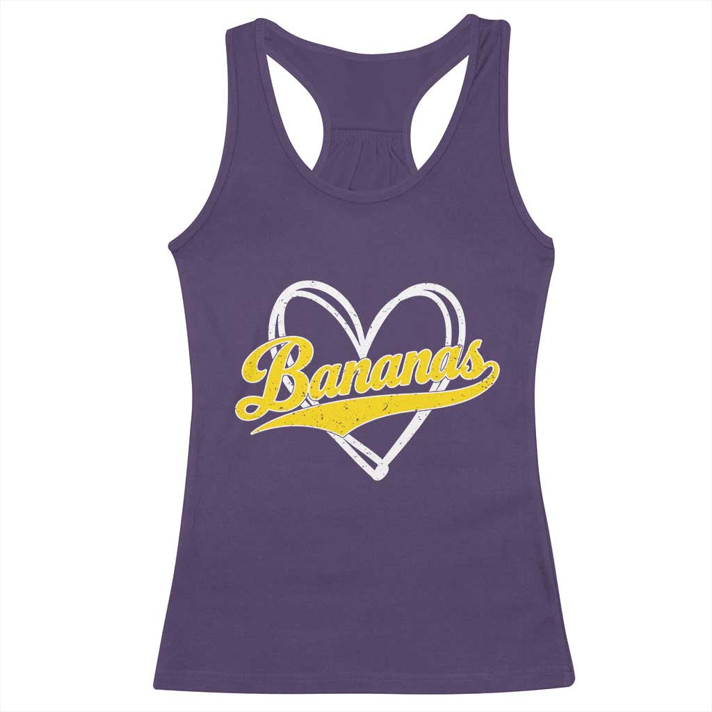 Bananas Vintage Heart Baseball Fan Game Day Racerback Tank Top
