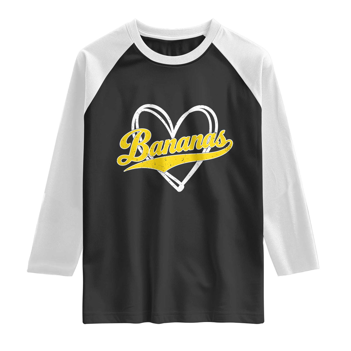 Bananas Vintage Heart Baseball Fan Game Day Raglan Shirt