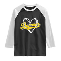 Bananas Vintage Heart Baseball Fan Game Day Raglan Shirt