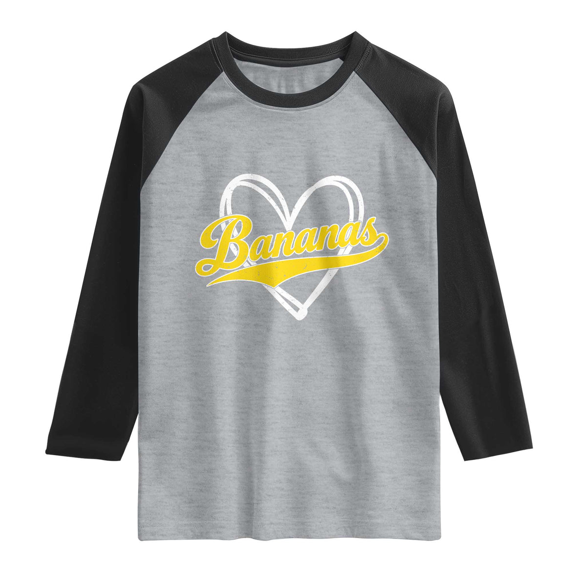 Bananas Vintage Heart Baseball Fan Game Day Raglan Shirt