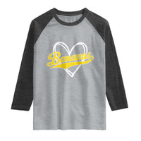 Bananas Vintage Heart Baseball Fan Game Day Raglan Shirt