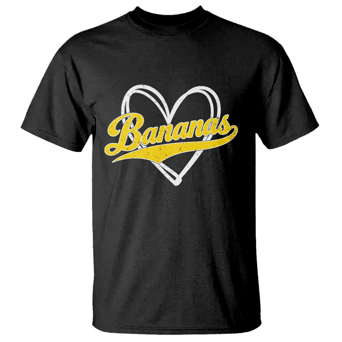 Bananas Vintage Heart Baseball Fan Game Day T Shirt