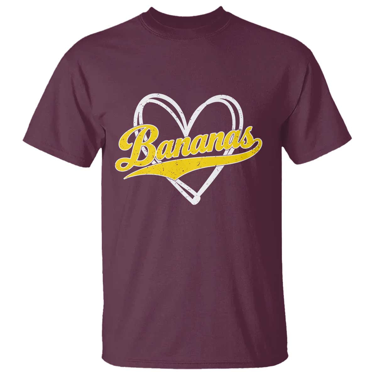 Bananas Vintage Heart Baseball Fan Game Day T Shirt