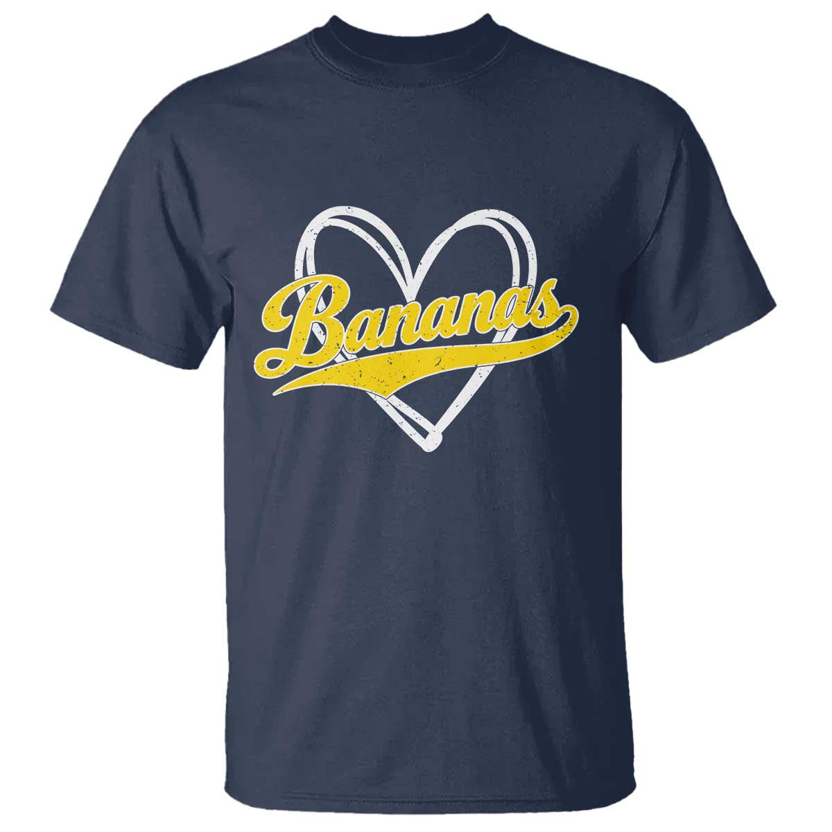 Bananas Vintage Heart Baseball Fan Game Day T Shirt