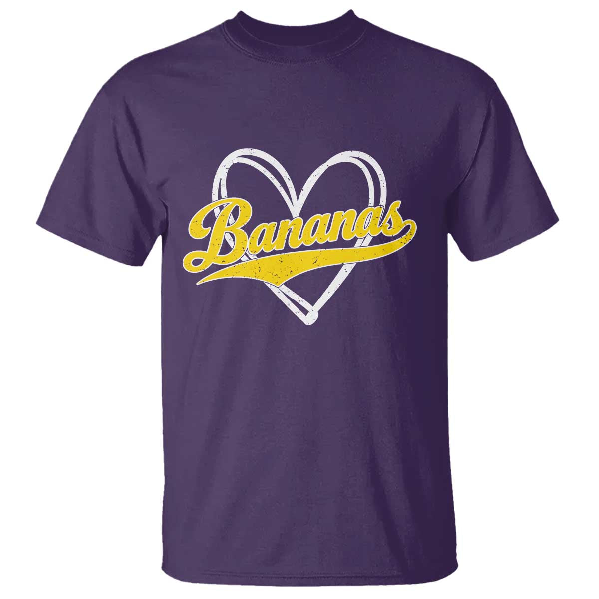 Bananas Vintage Heart Baseball Fan Game Day T Shirt