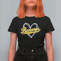 Bananas Vintage Heart Baseball Fan Game Day T Shirt For Women