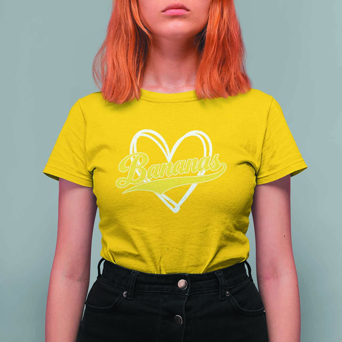 Bananas Vintage Heart Baseball Fan Game Day T Shirt For Women