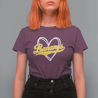 Bananas Vintage Heart Baseball Fan Game Day T Shirt For Women