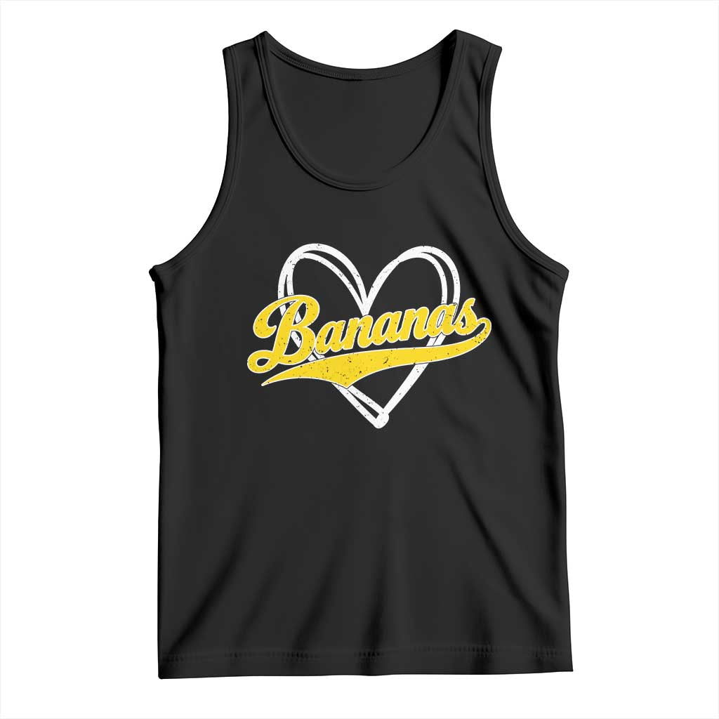 Bananas Vintage Heart Baseball Fan Game Day Tank Top