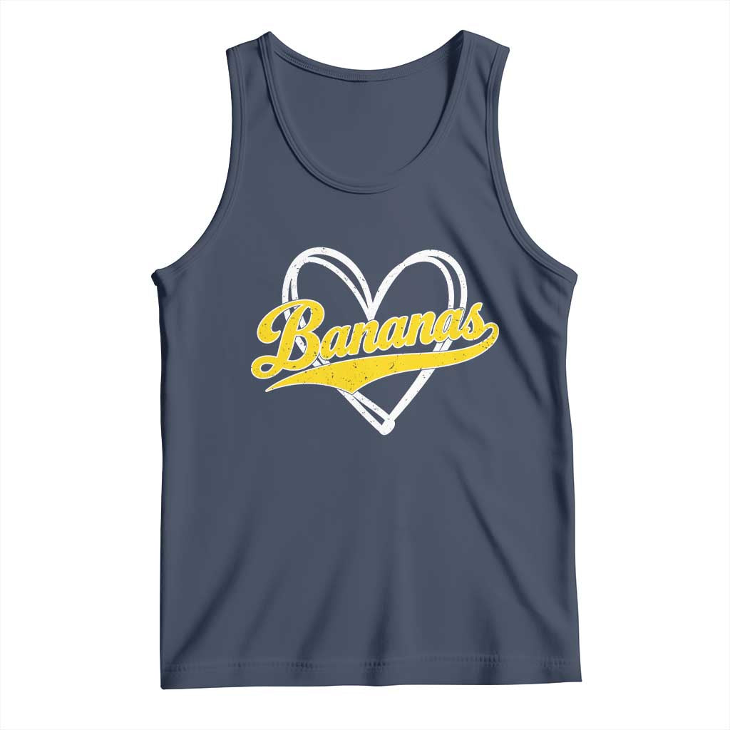 Bananas Vintage Heart Baseball Fan Game Day Tank Top