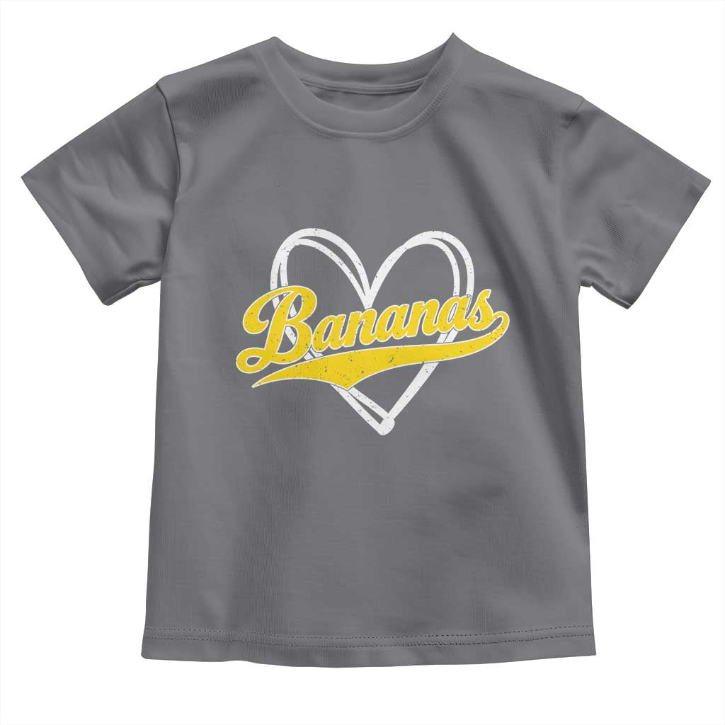 Bananas Vintage Heart Baseball Fan Game Day Toddler T Shirt