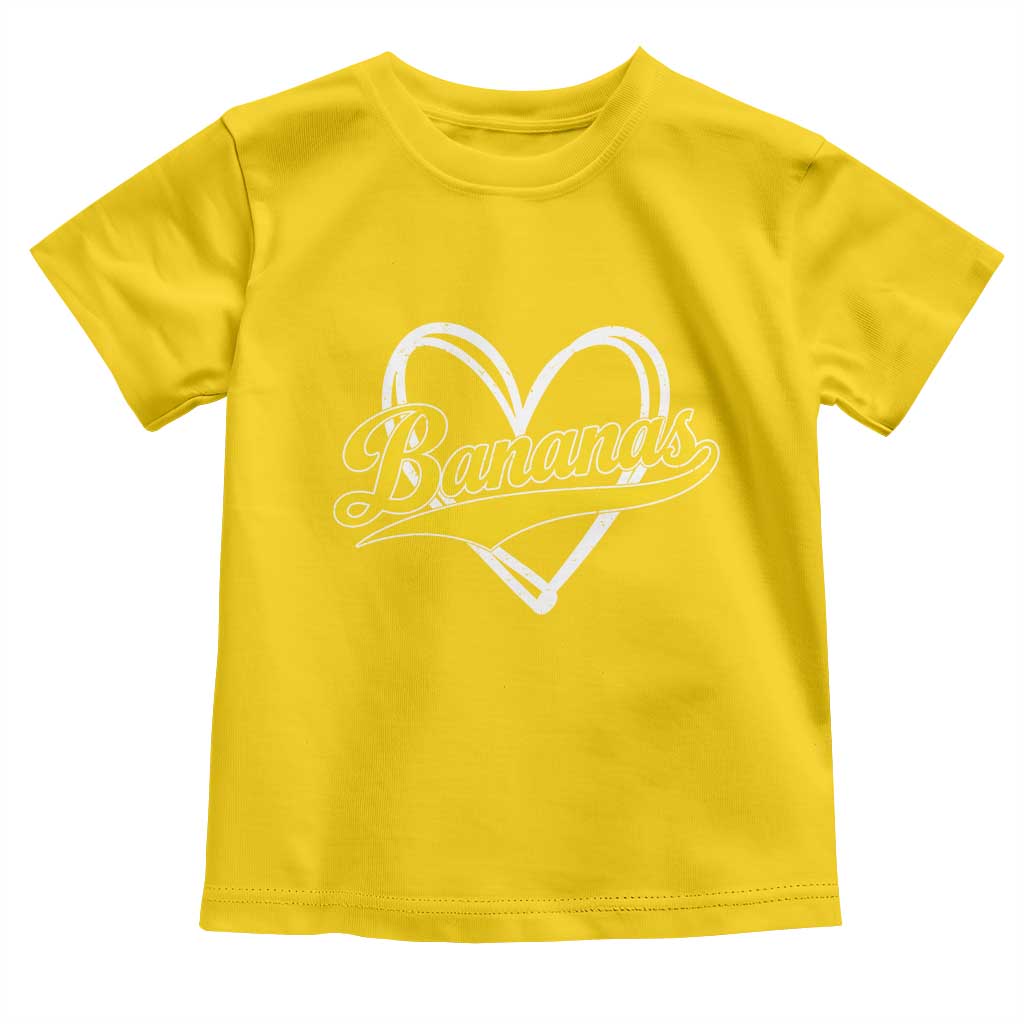 Bananas Vintage Heart Baseball Fan Game Day Toddler T Shirt