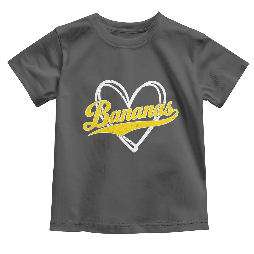 Bananas Vintage Heart Baseball Fan Game Day Toddler T Shirt