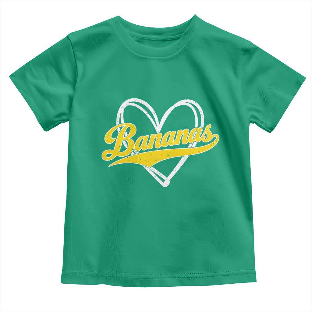 Bananas Vintage Heart Baseball Fan Game Day Toddler T Shirt