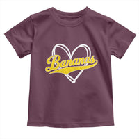 Bananas Vintage Heart Baseball Fan Game Day Toddler T Shirt
