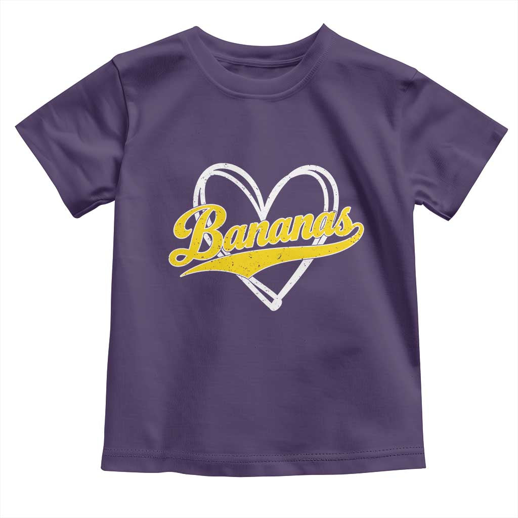 Bananas Vintage Heart Baseball Fan Game Day Toddler T Shirt