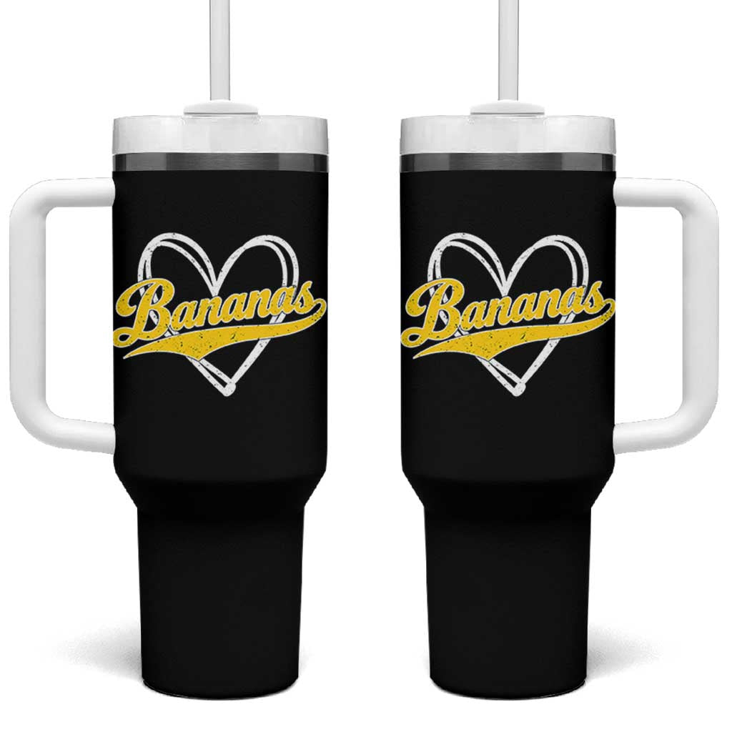 Bananas Vintage Heart Baseball Fan Game Day Tumbler With Handle