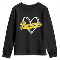 Bananas Vintage Heart Baseball Fan Game Day Youth Sweatshirt