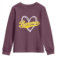 Bananas Vintage Heart Baseball Fan Game Day Youth Sweatshirt