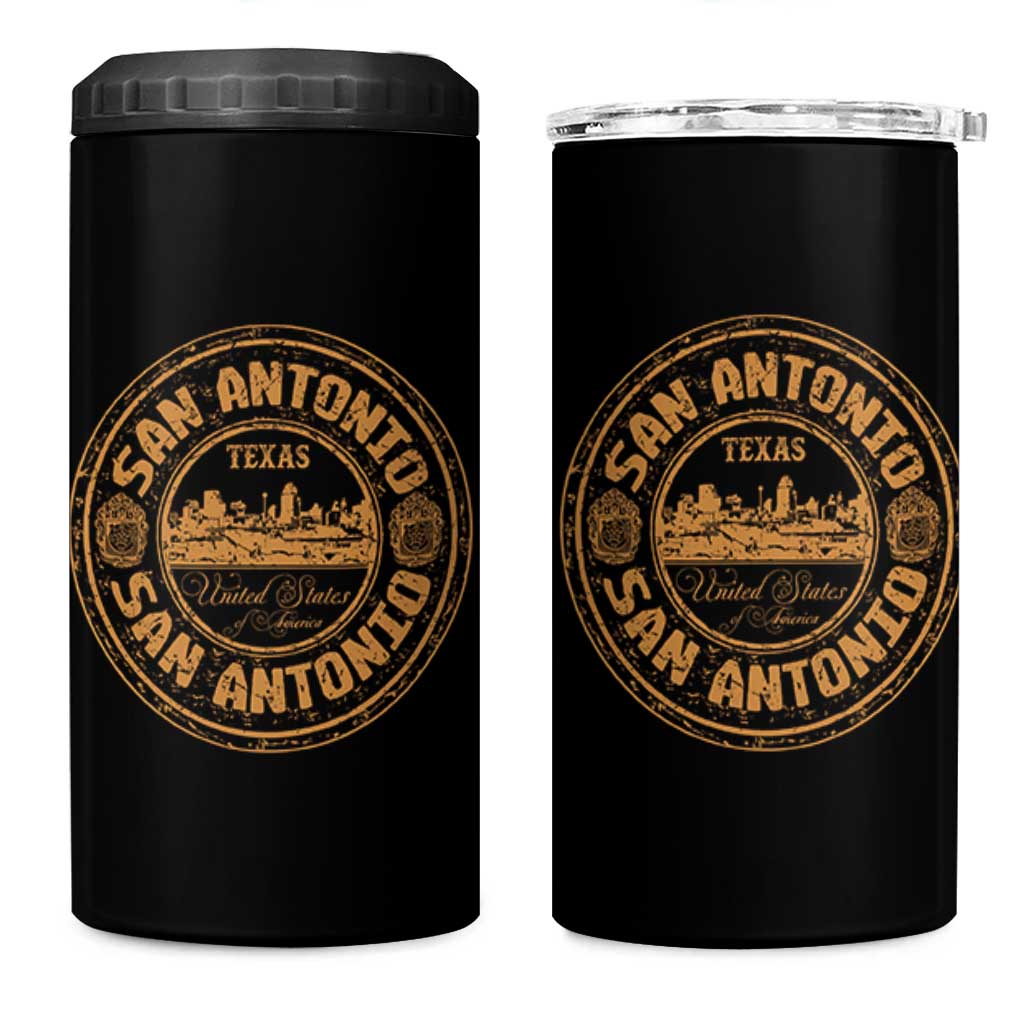 San Antonio Texas TX Vintage Souvenir Texan Pride 4 in 1 Can Cooler Tumbler