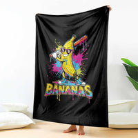 Funny Bananas Baseball Drip Ice Cream Sports Splatter Throw Blanket
