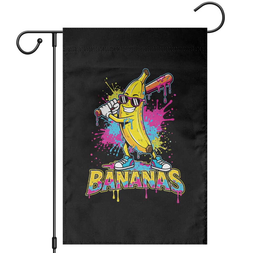 Funny Bananas Baseball Drip Ice Cream Sports Splatter Garden Flag