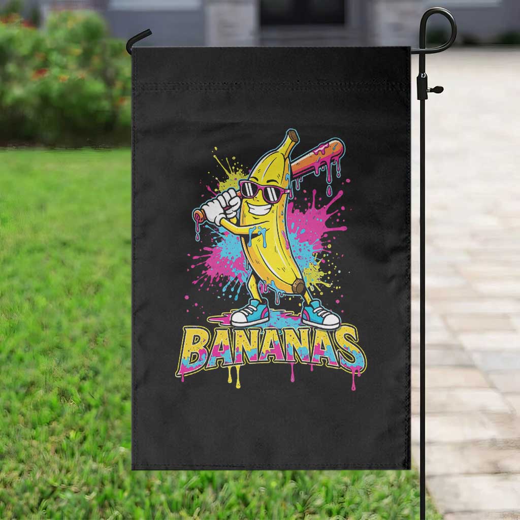 Funny Bananas Baseball Drip Ice Cream Sports Splatter Garden Flag