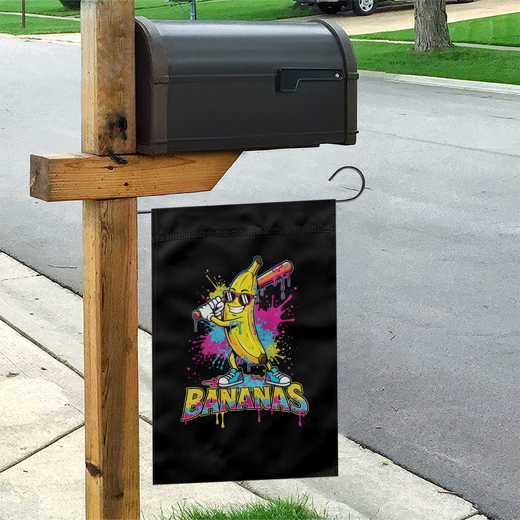 Funny Bananas Baseball Drip Ice Cream Sports Splatter Garden Flag